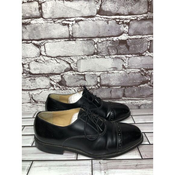 Donato Marrone Black Leather Cap Toe Oxfords Lace Up Shoes Men Sz 7.5EEE US/41EU - Picture 3 of 16
